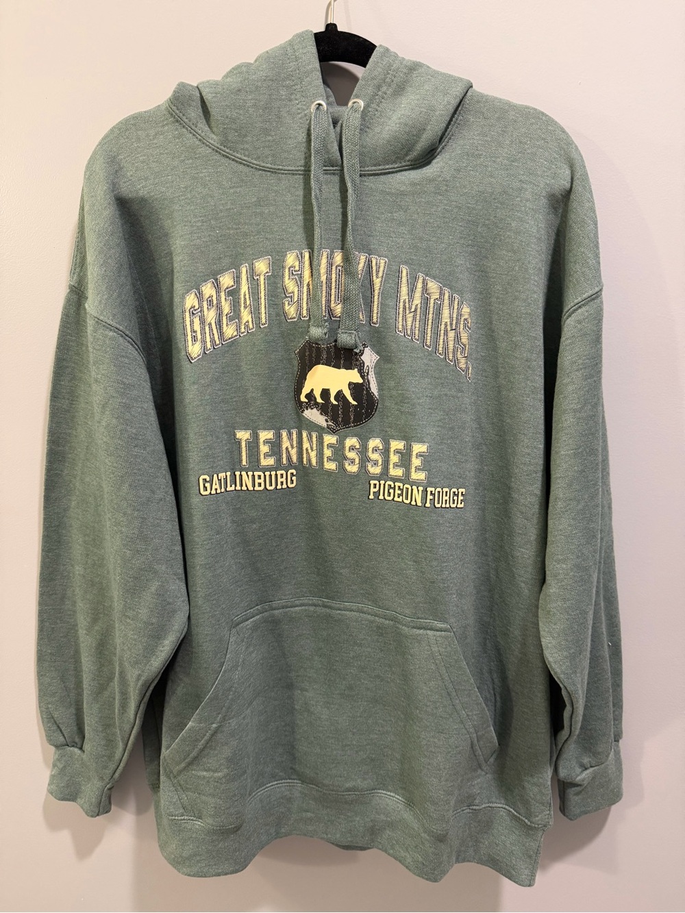 Luxe Apparel Great Smoky Mountains Gatlinburg TN Hoodie Pullover Green Size XL